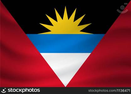 Waving flag of Antigua and Barbuda. Vector illustration