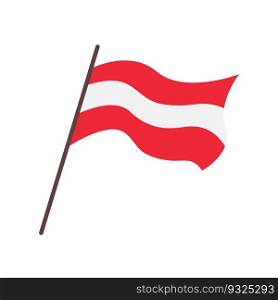 Waving flag of Austria country. Isolated austrian flag on white background. Vector flat illustration.. Waving flag of Austria country. Isolated austrian flag on white background. Vector flat illustration