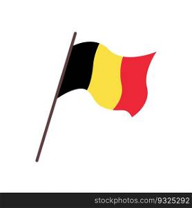 Waving flag of Belgium country. Isolated belgian tricolor flag on white background. Vector flat illustration.. Waving flag of Belgium country. Isolated belgian tricolor flag on white background. Vector flat illustration
