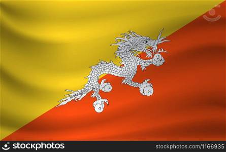 Waving flag of Bhutan. Vector illustration