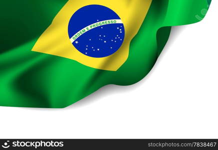 Waving flag of Brazil, South America. Vector illustration