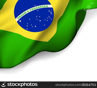 Waving flag of Brazil, South America. Vector illustration