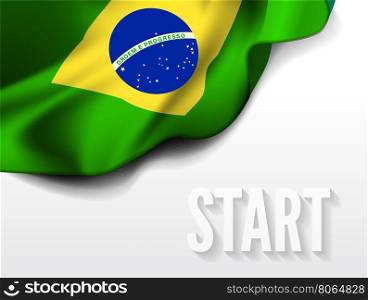 Waving flag of Brazil, South America. Vector illustration