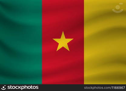 Waving flag of Cameroon. Vector illustration