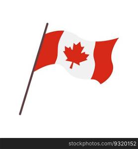 Waving flag of Canada country isolated. Red maple leaf on flag. National symbol of Canada. Vector flat illustration.. Waving flag of Canada country isolated. Red maple leaf on flag. Vector flat illustration