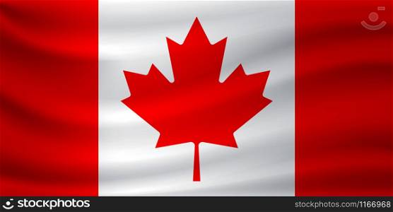 Waving flag of Canada. Vector illustration