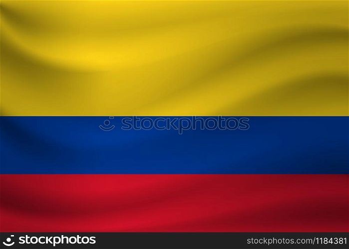 Waving flag of Colombia. Vector illustration