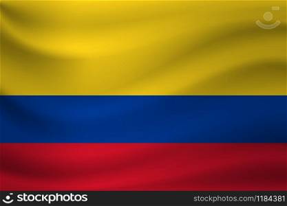 Waving flag of Colombia. Vector illustration