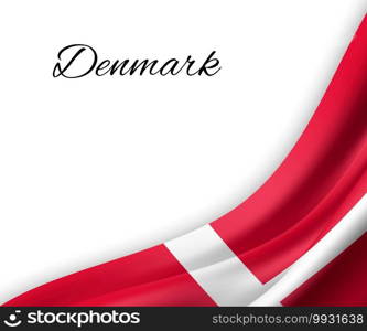 waving flag of Denmark on white background. Template for independence day. vector illustration. waving flag on white background.