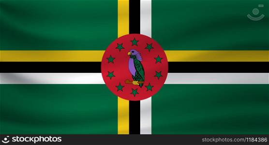 Waving flag of Dominica. Vector illustration