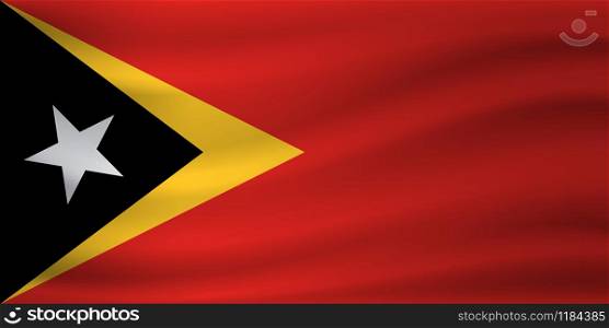 Waving flag of East Timor. Vector illustration