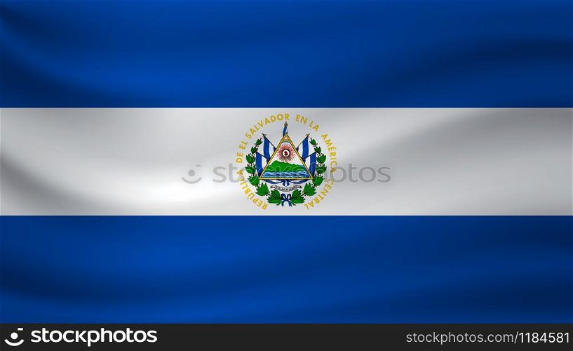 Waving flag of El Salvador. Vector illustration