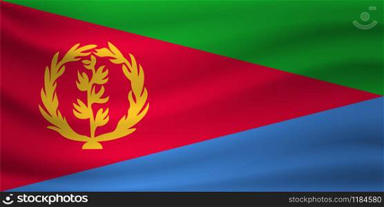 Waving flag of Eritrea. Vector illustration