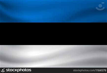Waving flag of Estonia. Vector illustration