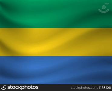 Waving flag of Gabon. Vector illustration
