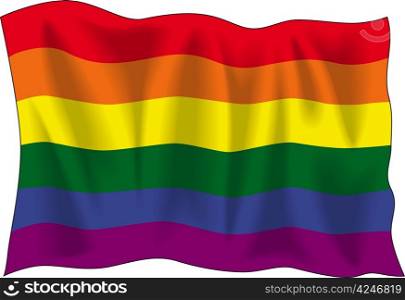 Waving flag of Gay pride isolated on white