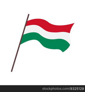 Waving flag of Hungary country. Isolated hungarian tricolor flag on white background. Vector flat illustration.. Waving flag of Hungary country. Isolated hungarian tricolor flag on white background. Vector flat illustration