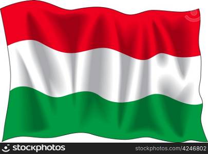 Waving flag of Hungary isolated on white