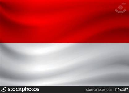 Waving flag of Indonesia. Vector illustration