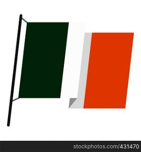 Waving flag of Ireland icon flat isolated on white background vector illustration. Waving flag of Ireland icon isolated