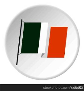 Waving flag of Ireland icon in flat circle isolated vector illustration for web. Waving flag of Ireland icon circle