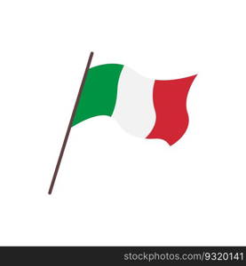 Waving flag of Italy country. Isolated Italian tricolor flag on white background. Vector flat illustration.. Waving flag of Italy country. Isolated Italian tricolor flag on white background. Vector flat illustration