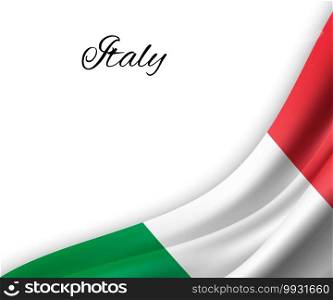 waving flag of Italy on white background. Template for independence day. vector illustration. waving flag on white background.