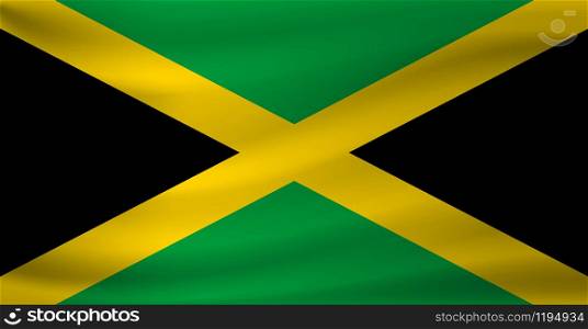 Waving flag of Jamaica. Vector illustration