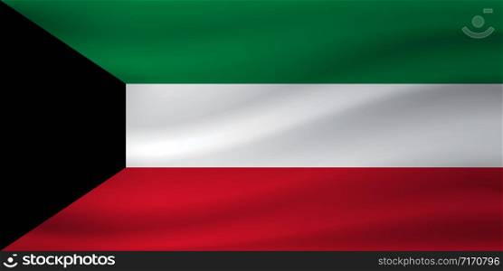 Waving flag of Kuwait. Vector illustration
