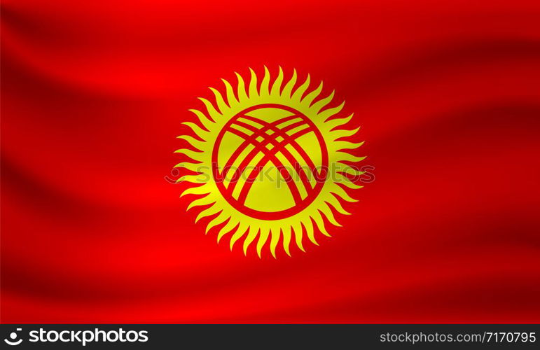 Waving flag of Kyrgyzstan. Vector illustration