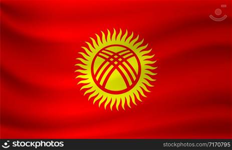 Waving flag of Kyrgyzstan. Vector illustration