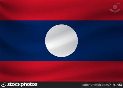 Waving flag of Laos. Vector illustration