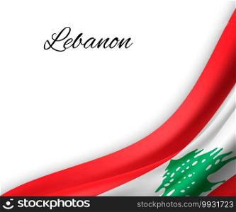 waving flag of Lebanon on white background. Template for independence day. vector illustration. waving flag on white background.