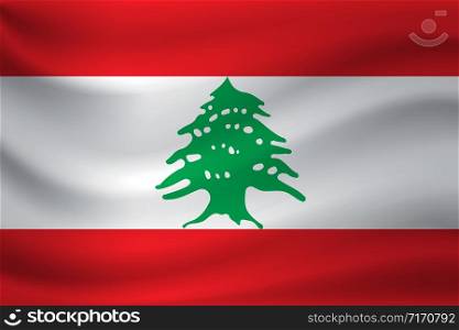 Waving flag of Lebanon. Vector illustration