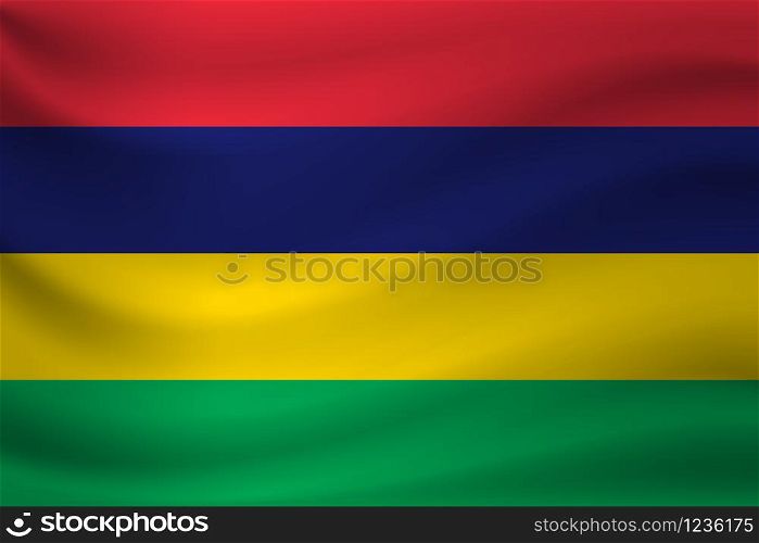 Waving flag of Mauritius. Vector illustration