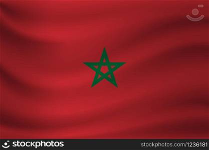 Waving flag of Morocco. Vector illustration