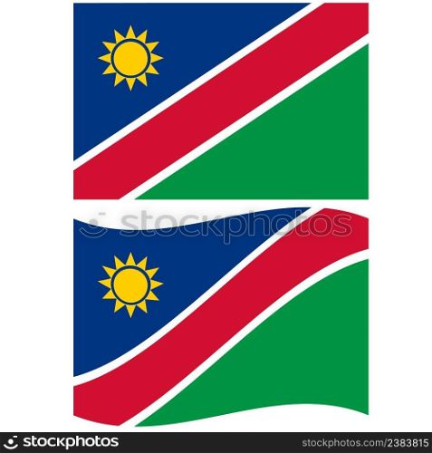 Waving flag of Namibia on white background. High detailed vector flag of Namibia. Namibia Flag. flat style.