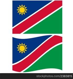 Waving flag of Namibia on white background. High detailed vector flag of Namibia. Namibia Flag. flat style.