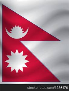 Waving flag of Nepal. Vector illustration