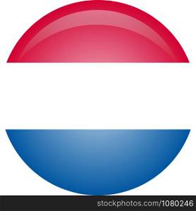 Waving flag of Netherland. illustration of icon with red, white and blue colors.