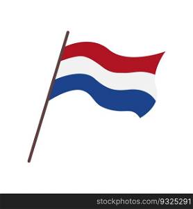 Waving flag of Netherlands country. Isolated dutch tricolor flag on white background. Vector flat illustration.. Waving flag of Netherlands country. Isolated dutch tricolor flag on white background. Vector flat illustration