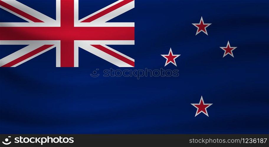Waving flag of New Zealand. Vector illustration