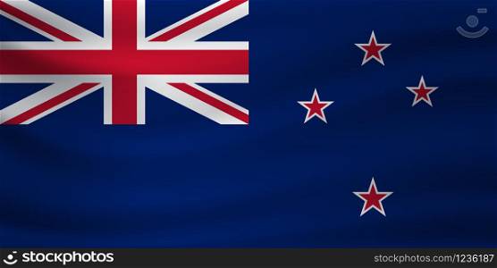 Waving flag of New Zealand. Vector illustration