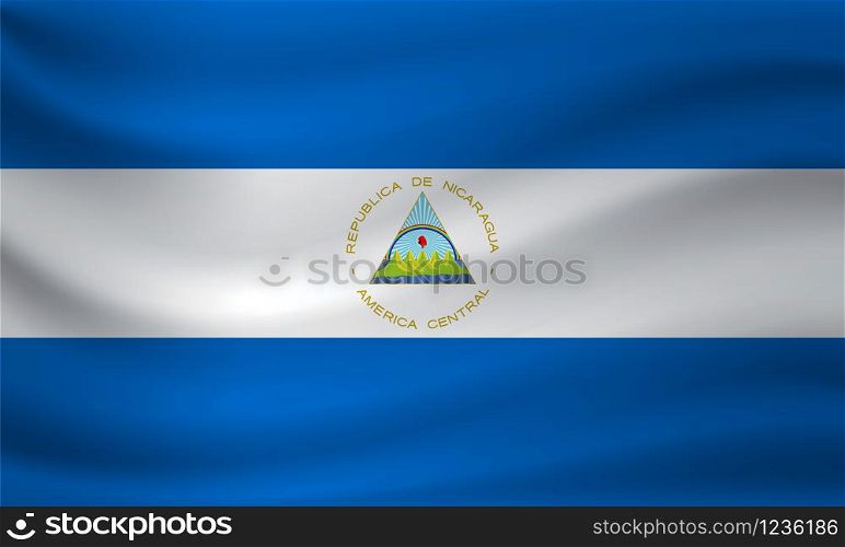 Waving flag of Nicaragua. Vector illustration