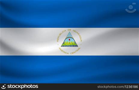 Waving flag of Nicaragua. Vector illustration