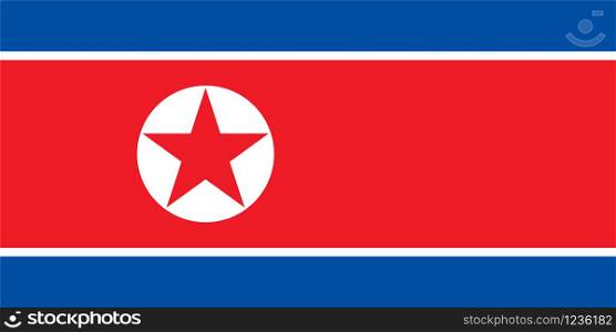 Waving flag of North Korea. Vector illustration