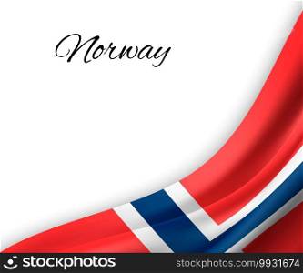 waving flag of Norway on white background. Template for independence day. vector illustration. waving flag on white background.