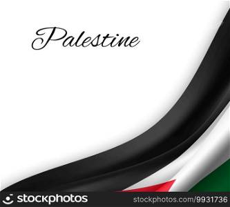 waving flag of Palestine on white background. Template for independence day. vector illustration. waving flag on white background.
