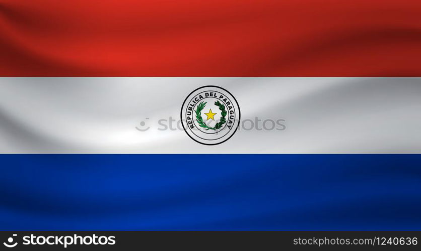 Waving flag of Paraguay. Vector illustration