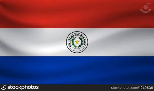 Waving flag of Paraguay. Vector illustration